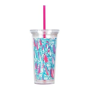 Lilly Pulitzer Red Right Return Cup Lid Straw Tumbler 20 oz
